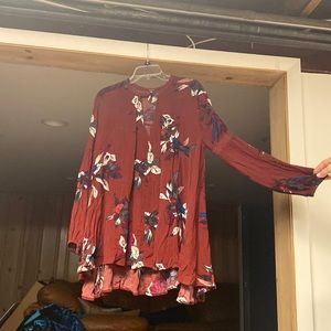 Free people maroon flowy mini dress